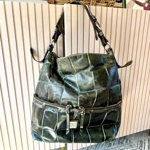 Dooney & Bourke Leather Croco Vintage Bag in Hunter Green